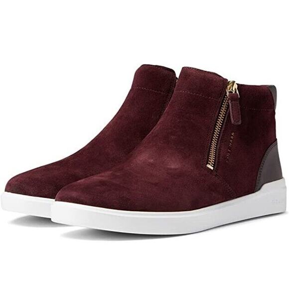 Cole Haan Women's Purple Suede Grand Crosscourt Side Zip Sneakers Size 8.5M